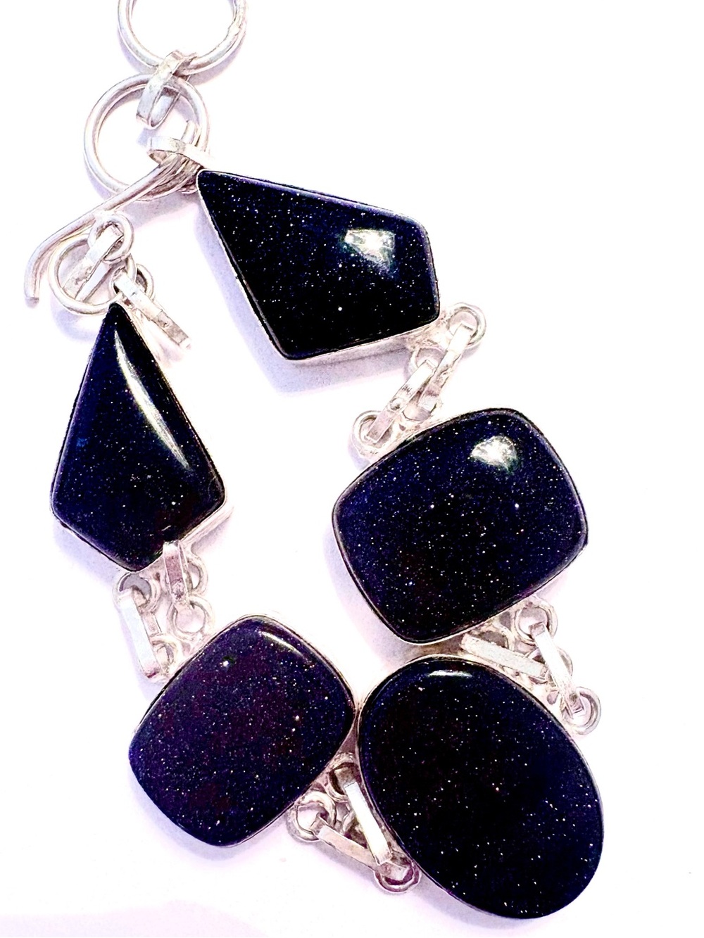 Gorgeous, sparkling, 5 stone, 925  marked, Sunstone bracelet size 8–9.
